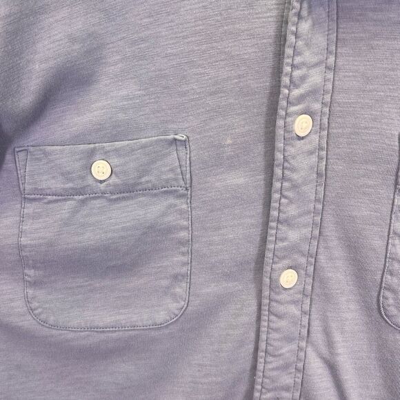 Faherly Blue Organic Cotton Knit Seasons Pocket Short Sleeve Button Up Shirt XL - Picture 3 of 9